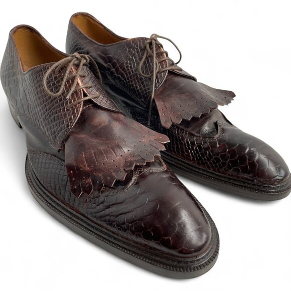 Gianni Ferretti Italy Snakeskin Leather Vintage Dress Shoes Men's 11 US 44 EU - Picture 1 of 13